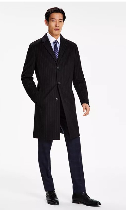 Men’s Addison Wool-Blend Trim Fit Overcoat