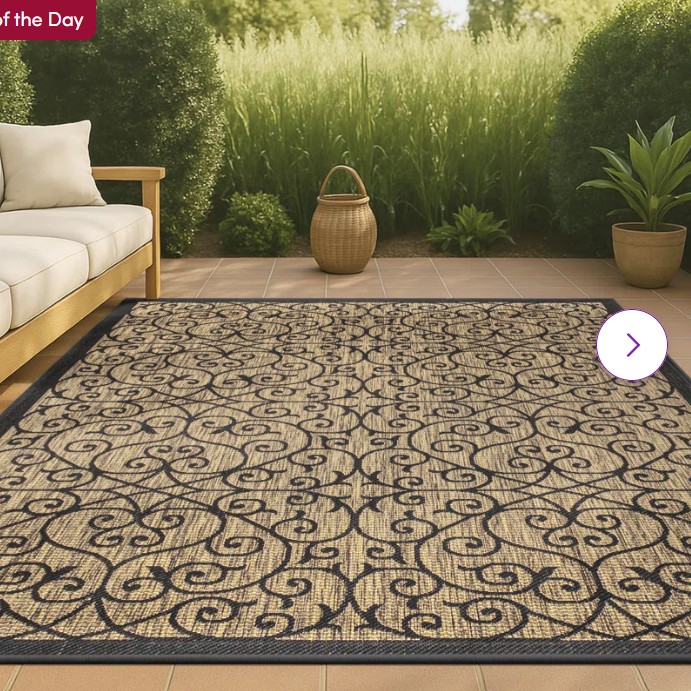 Haggerty Vintage Filigree Textured Weave Black/Khaki Indoor/Outdoor Rug