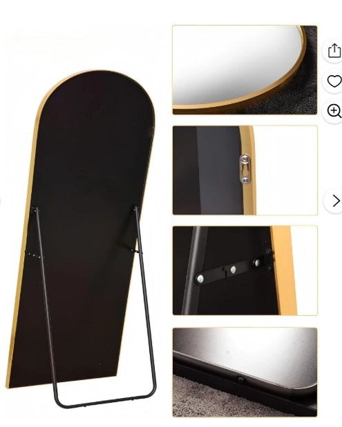 BEAUTYPEAK 59″x 16″ Full Length Mirror Arched Standing Floor Mirror Full Body Mirror,Gold