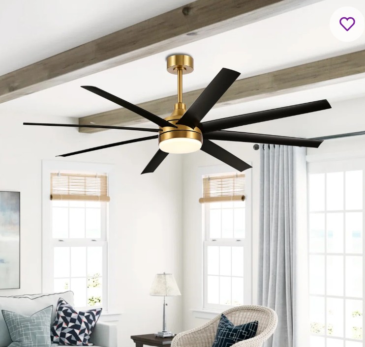 Jamii-Leigh 65/72/84 inch Large Indoor/Covered Outdoor Modern Ceiling Fan with Led Lights and Remote, 6-Speed, Reversible Quiet DC Motor, Timer, 8-ABS-Blade