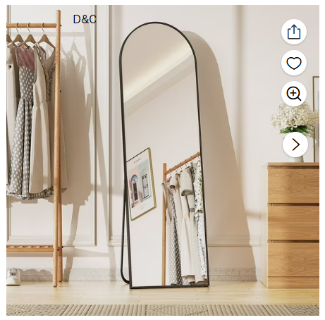 BEAUTYPEAK 59″x 16″ Full Length Mirror Arched Standing Floor Mirror Full Body Mirror, Black