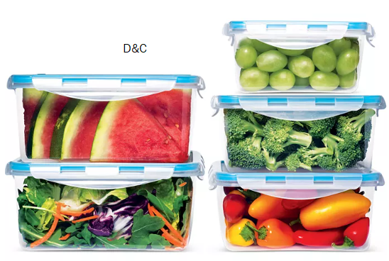 10-Piece Plastic Food Storage Container Set