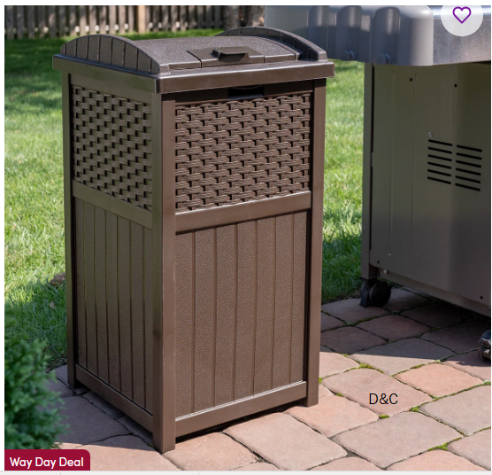 Suncast 33 Gallon Manual Lift Trash Hideaway Container