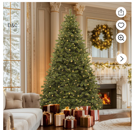 Uforic 6ft Pre-Lit Artificial Christmas Tree with 880 Tips and 250 Warm Lights for Home and Party