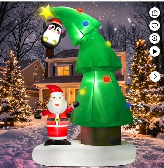 Lookfly 6FT Christmas Tree Inflatables Outdoor Decorations with Santa Claus & Penguin,Christmas Blow Up with LED Lights for Indoor Outdoor Xmas Decoration