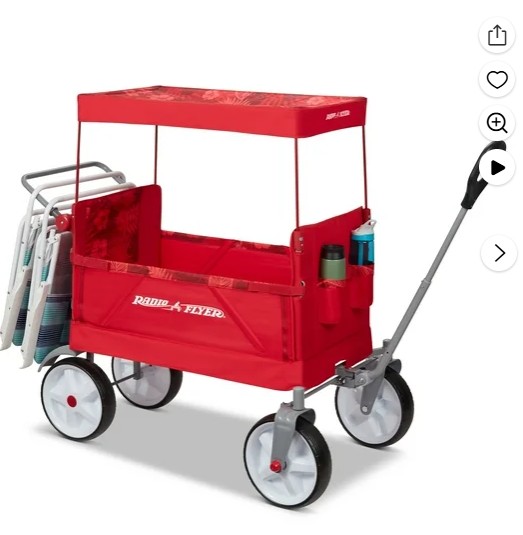 Radio Flyer, Beach & Boardwalk EZ Fold Wagon, Recycled Fabric, Red