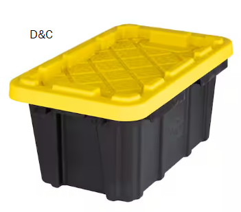 6.5-Qt Tough Storage Tote in Black with Yellow Lid