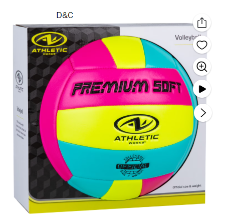 Athletic Works Multicolor Size 5 Neon Volleyball for Practice or Gameplay
