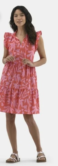 Time and Tru Women’s Flutter Sleeve Mini Dress, Sizes XS-XXXL