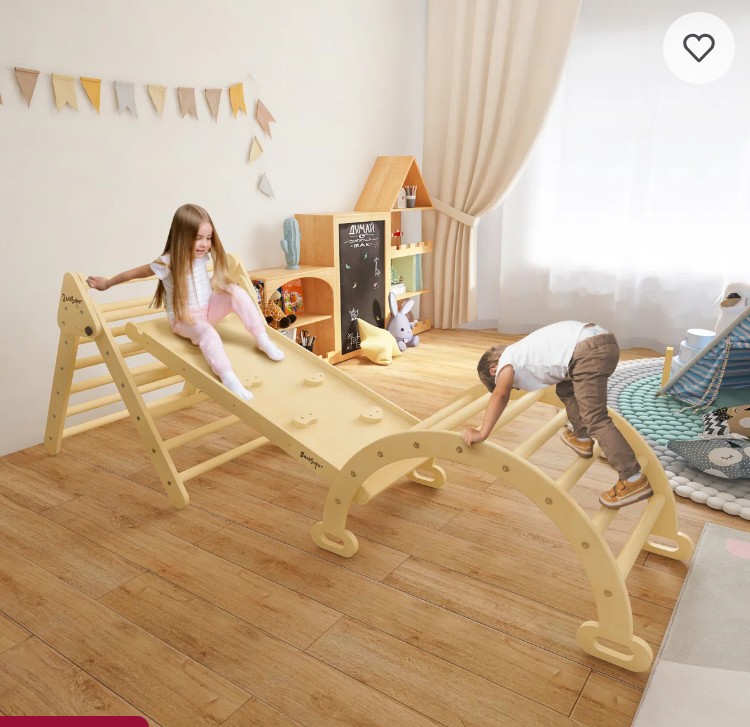 117.7” W Wood Climber, Large Climber for Toddlers, Kids