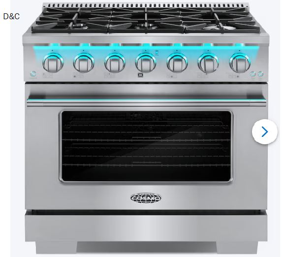 Cosmo 36-in 6 burners 4.5-cu ft Convection Oven Freestanding Natural Gas Range ( Stainless steel )