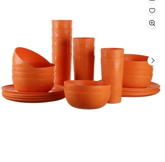 Mainstays 30-Piece Plastic Etched Pumpkin Dinnerware Set, Orange