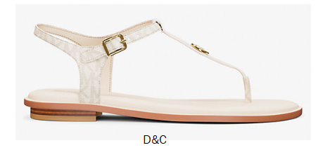 Michael Kors Outlet Mallory Signature Logo T-Strap Sandal