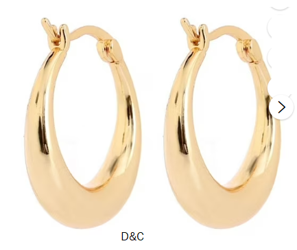 Amy and Annette 14K Gold Graduated Hoop Huggie Earring in 14K Yellow Gold Plated