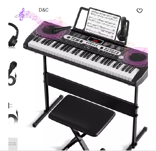 61 Key Electronic Keyboard Piano for Beginners Musical Keyboard with Piano Stand LCD Screen and 3 Teaching Modes