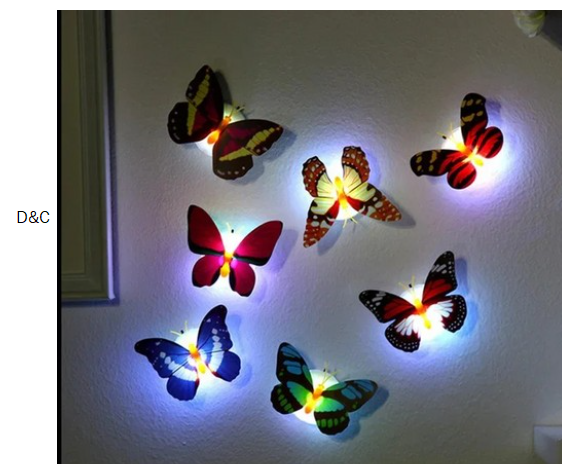 20-Pack 3D LED Butterfly Decoration Night Light Sticker