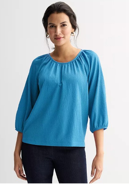 Women’s Croft & Barrow® Shirred Neckline Textured Top