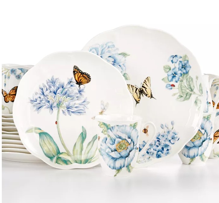 Butterfly Meadow Blue 18 Pc. Dinnerware Set, Service for 6