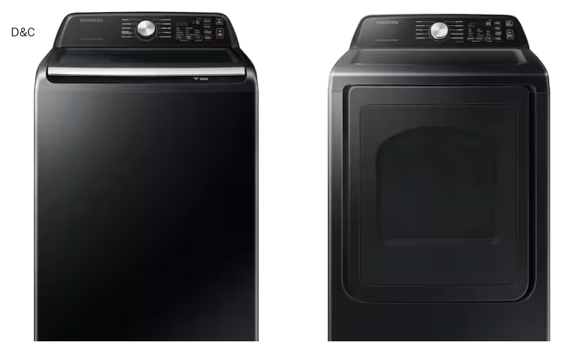 Package – Samsung – 4.6 Cu. Ft. High-Efficiency Smart Top Load Washer with ActiveWave Agitator and 7.4 Cu. Ft. Smart Electric Dryer with Sensor Dry – Black