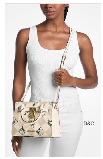 Michael Kors Outlet Hamilton Small Patchwork and Snake Embossed Satchel