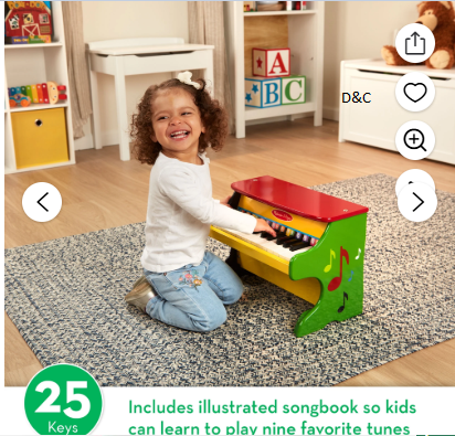 Melissa & Doug Learn-To-Play Piano With 25 Keys and Color-Coded Songbook for Toddlers 3+