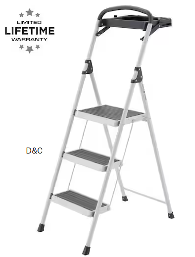 3-Step Steel Lightweight Step Stool with Project Tray, 225 lbs. Load Cap. Type II Duty Rating (8 ft. 9 in. Reach Height)
