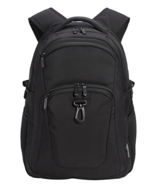Amazon Basics Travel Laptop Backpack for 15.6 inch Laptop, Black
