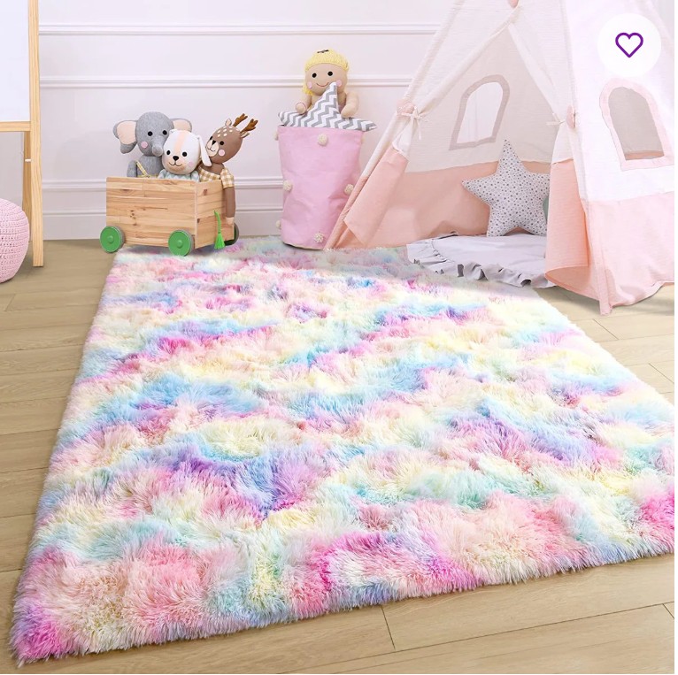 Radyn Abstract Shag Rainbow Area Rug