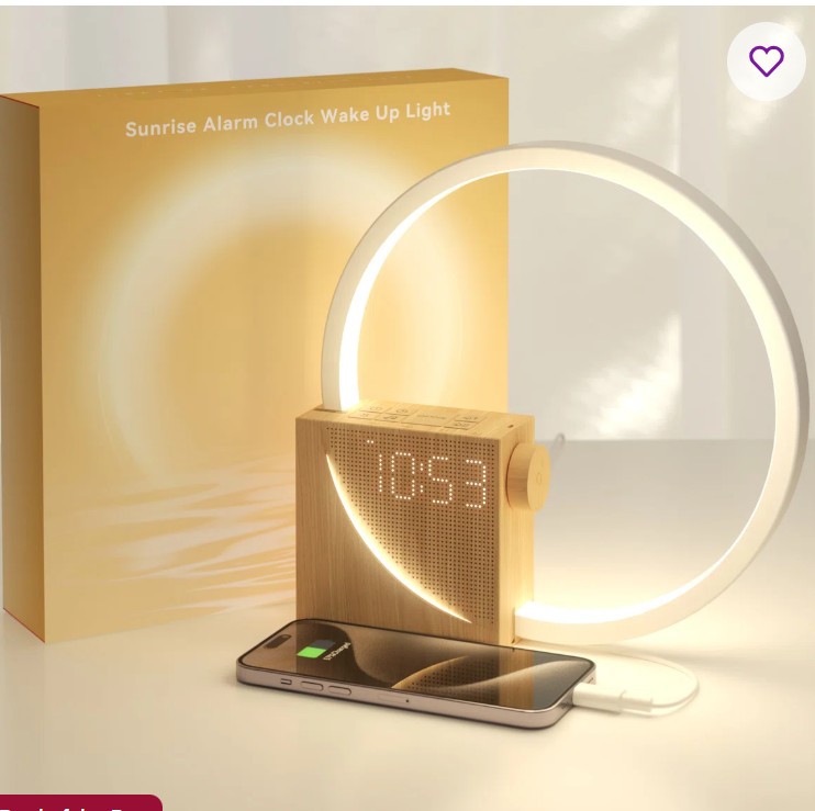 Sunrise Alarm Clock – Gradual Wake-Up Light for Heavy Sleepers, Dual Alarms, White Noise & Touch Nightlight