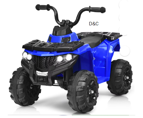 Costway Kids Ride On ATV Quad 4 Wheeler Electric Toy Car 6V Battery Power Led Lights, Blue