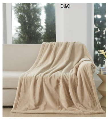 Cozy Haven Oversized Faux Fur Throw Blanket, Taupe, 50″ x 72″