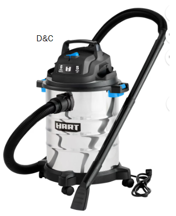 Hart 6 gallon 5 peak HP stainless steel wet/dry vacuum with bonus car cleaning kit, new