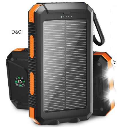 Solpowben 20000mAh Solar Power Bank Compatitble for iphone Portable Solar Power Bank with Dual 5V USB Ports 2 Flashlight Compass Battery Pack for Outdoor Camping Hiking(Orange)