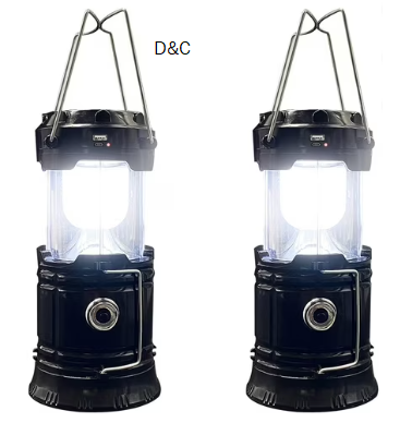 2 Pack Portable LED Camping Lanterns, Lightweight Waterproof Solar USB Rechargeable LED Flashlight Survival Kits