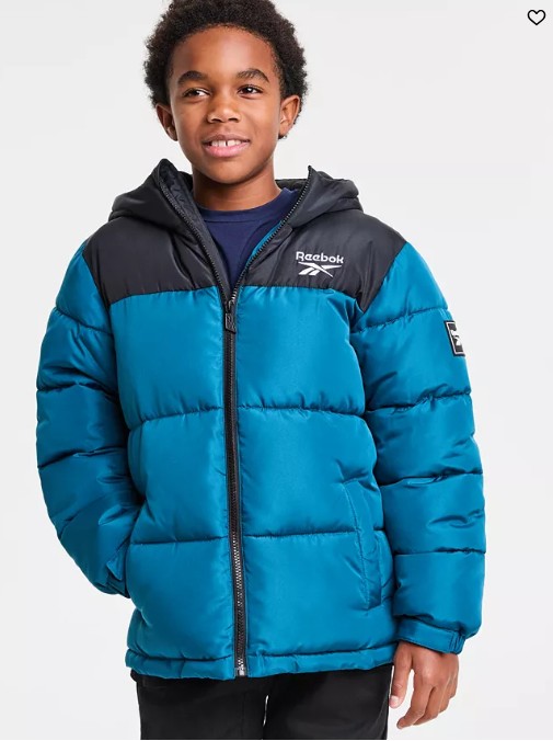 Big Boys Contrast Yoke Long Sleeve Puffer Jacket