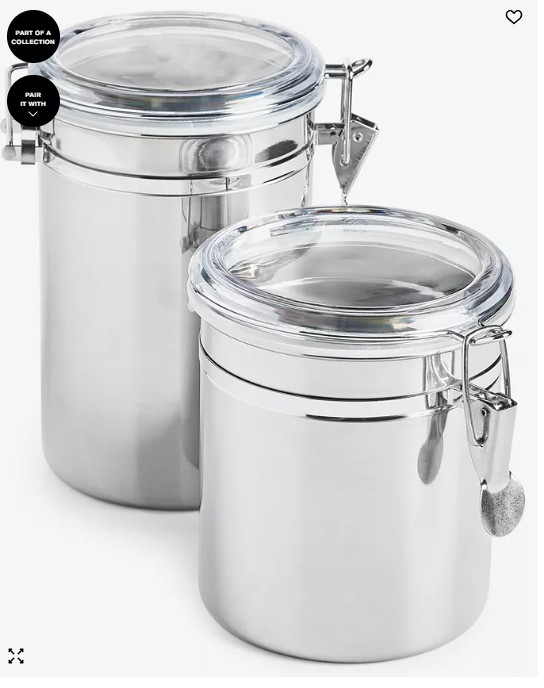 Stainless Steel Clamp-Lid Canisters, Set of 2