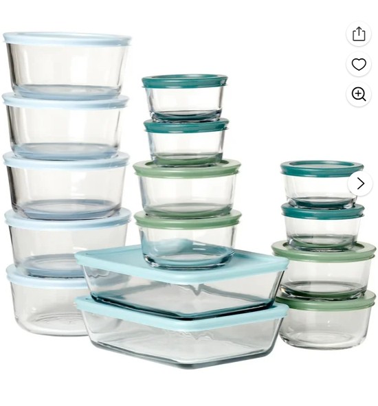 Anchor Hocking 32-Piece Glass Food Storage Containers with Colorful BPA-Free Lids