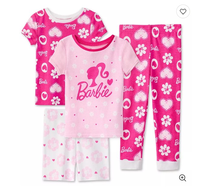 Toddler Girls Barbie® Pajama Shirts, Pajama Pants, and Pajama Shorts 4-Piece Set
