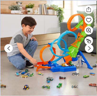 Hot Wheels Action 4-Loop Crash Out Track Set with Motorized Booster & 1:64 Scale Toy Car