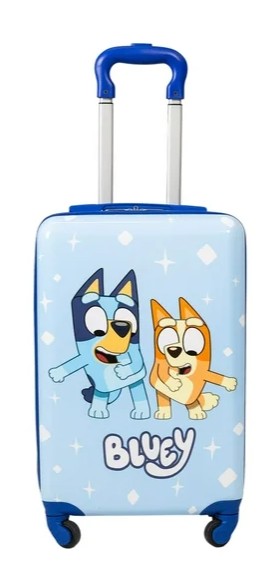 Kid’s BBC Bluey Character 18″ Carry on Hardside ABS Spinner Luggage Suitcase, Blue