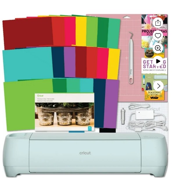 Cricut Explore 3 Craft Cutting Machine with Vibrant Vinyl 20 Sheet Pack Bundle