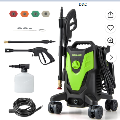 Costway Ironmax 2400 PSI at 1.7 GPM 120 V Electric Cold Water Pressure Washer, High-Pressure Hose