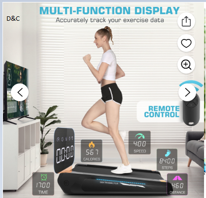 Simpfree Smallest Walking Pad with Incline,2.5HP Under Desk Treadmill 300lbs Weight Capacity Compact Mini Treadmill,Smart Remote Control,LED Display,Cool Lighting