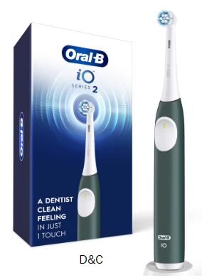 Oral-B iO Series 2 Rechargeable Electric Powered Toothbrush, Forest Green with 1 Gentle Care Brush Head – Automatic Pressure Sensor to Protect Gums – 3 Modes – 2 Min Timer