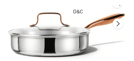 Carote 10” Tri-Ply Stainless Steel Saute Pan, Induction Compatible Deep Frying Pan for Kitchen