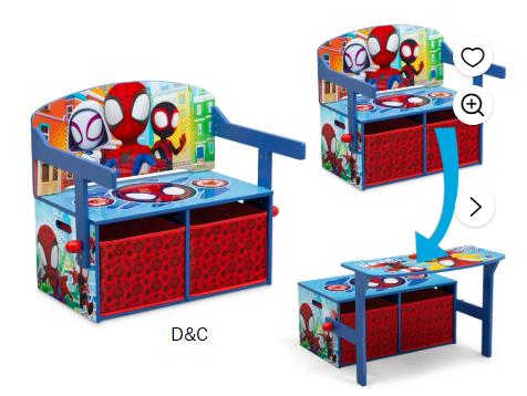 Marvel Spidey and His Amazing Friends 2-in-1 Activity Bench and Desk, Blue/Red, Greenguard Gold