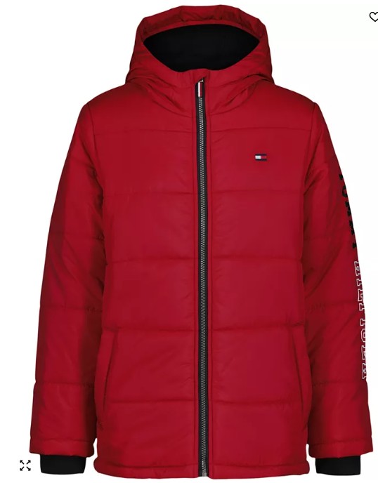 Big Boys’ Sleeve Logo Full Zip Puffer Jacket