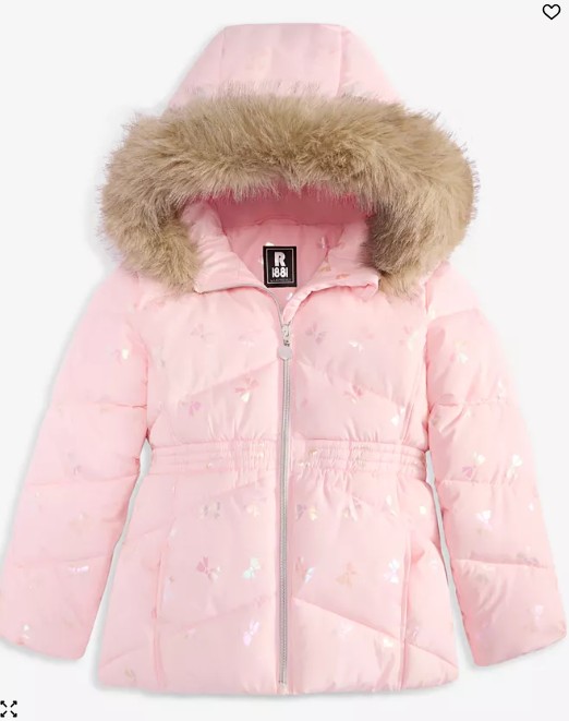 Toddler and Little Girls Foil Quilt Puffer coat