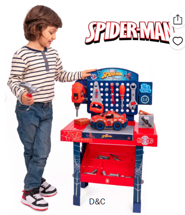 Marvel Spider-Man Tool Bench Playset with Take-Apart Car and 84 Accessories, Ages 3+