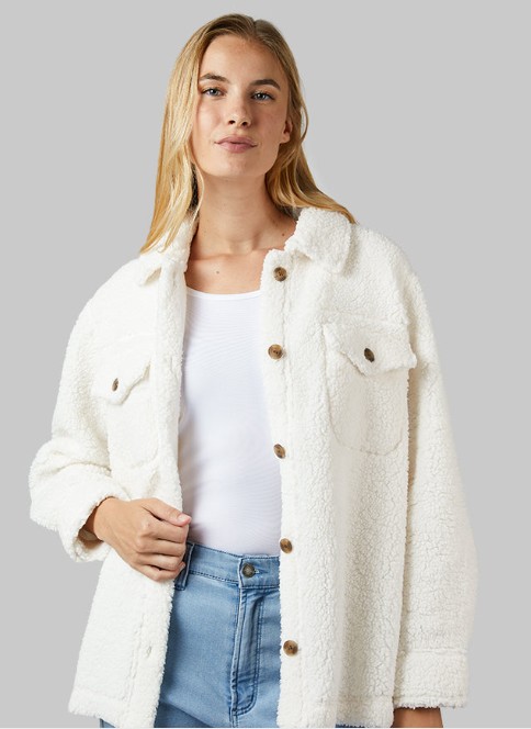 WOMEN’S COZY SHERPA SHIRT JACKET
